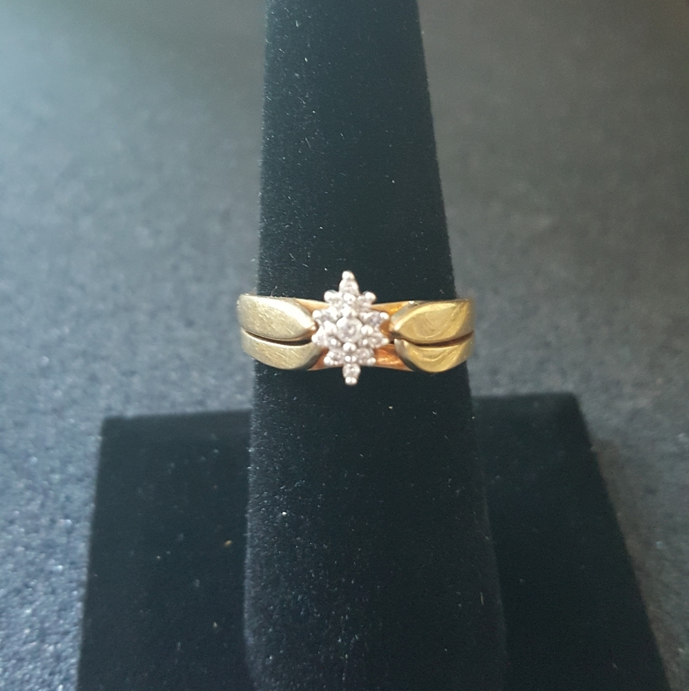 Vintage 10k Yellow Gold Diamond Wedding Set